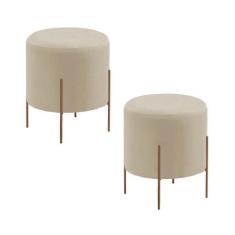 Imagem de Conjunto - 2 Puff Banqueta Odim Bronze Luxo Castellar Móbile, Veludo B