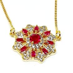 Imagem de Colar Folheado A Ouro 18k Com Pingente Redondo E Zircônia