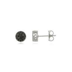Imagem de Brinco Boca Santa Semijoias Boton Diamante Negro Menor  Ouro Branco
