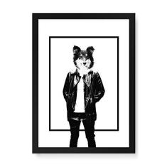 Imagem de Arte Maníacos Quadro Decorativo Dog Casaco Quadrado - 23x16,25cm (Moldura em laca )