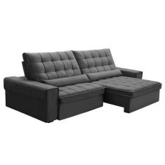 Imagem de Sofá 5 Lugares Retrátil e Reclinável Alasca Veludo Chumbo - Ferguile