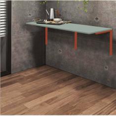 Imagem de Mesa Suspensa de Estudos Parede 120cm Escritório Suporte Bronze MDF Verde Oliva - Ahz Móveis