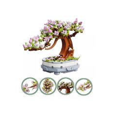 Imagem de Blocos de construção de bonsai de cereja em vasos de brinquedo compatíveis com Lego