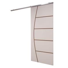 Imagem de Porta De Correr Branco Prime Frisada Kit Alumínio F04 - 210x90