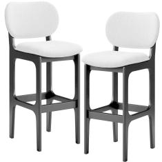 Imagem de Kit 2 Banquetas Alta Betta Preto Linho Cinza