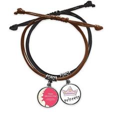 Imagem de DIYthinker Pulseira de couro rosa branca com corrente de mão para o Dia dos Namorados