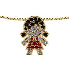 Imagem de Colar De Ouro Com Pingente Menina 18K Entrega Imediata