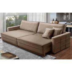 Imagem de Sofá Retrátil e Reclinável 2,30m Karina Veludo Capuccino Madelina Decor