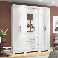 Imagem de Guarda Roupas Casal 6 Portas 3 Gavetas Com Espelho B23 Branco - Briz Móveis