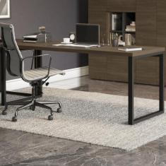 Imagem de Mesa Escritório Frame Tampo Em Mdp 2 Pés Metálicos Escrivaninha Office