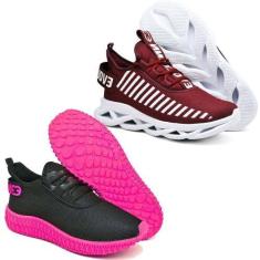 Imagem de Kit 2 Tênis Feminino Evoltenn Easy Modelos Diferentes Vermelho/Rosa, V
