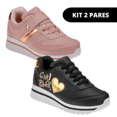 Imagem de Kit 2 Tênis de Criança Feminino Menina Escolar Casual-Feminino