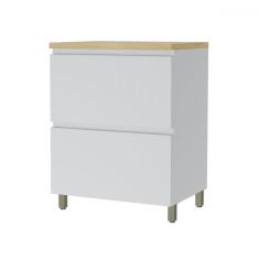 Imagem de Balcão de Cozinha 70 Cm Rainha 1 Porta 1 Gaveta 100% Mdf Branco/Natural - Nesher