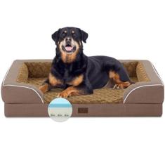 Imagem de Casa Paw Cama de espuma viscoelástica GG para cães com reforços, camas refrescantes para cães extra grandes, cama para cães de raça jumbo, sofá ortopédico com capa lavável removível e fundo