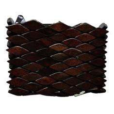 Imagem de Bolsa Artesanal de Madeira Porta-Moedas, Marrom Escura