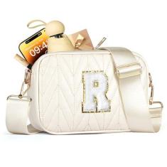 Imagem de TOPEAST Bolsas transversais pequenas para mulheres modernas, presentes de aniversário personalizados iniciais para meninas adolescentes, bolsa transversal acolchoada, Branco, One Size