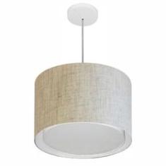 Imagem de Lustre Pendente Cilíndrico Duplo Md-4286 Cúpula em Tecido 40x30cm Rustico Bege - Bivolt