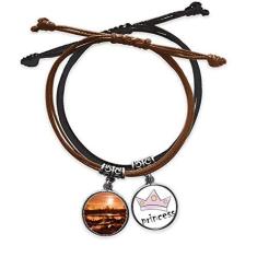 Imagem de DIYthinker Pulseira de couro com corrente de mão com estampa florestal vermelha e escura