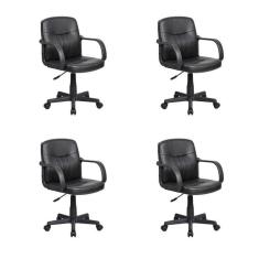 Imagem de Conjunto com 4 Cadeiras de Escritório Secretária Giratórias Clean 