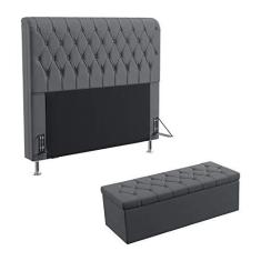 Imagem de Kit Cabeceira Bellatrix 160 Para Cama Queen e Calçadeira Sagitarius Sued  Aradecor