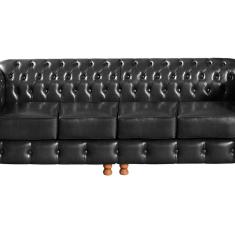 Imagem de Sofá 4 Lugares Bipartido Luis Xv Decoração Retrô Sala Preto