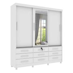Imagem de Guarda-Roupa Casal com Espelho Chicago I 3 PT 9 GV Neve - Tcil