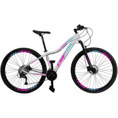 Imagem de Bicicleta Aro 29 21 Marchas Freios Disco E Suspensão - Branco-azul E Rosa - 15&quot; Branco-azul E Rosa