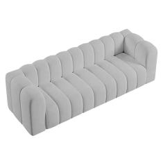 Imagem de Sofá 3 Lugares 200cm Orgânico Luxo Recepção Giordana Linho Adj Decor Cinza