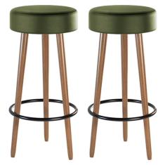 Imagem de Kit 02 Banquetas Cozinha Londres D-33 Couríssimo Verde