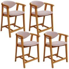 Imagem de Kit 04 Banquetas Baixa Para Cozinha Sala Jantar Bancada Cecília L02 Bo