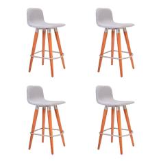 Imagem de Kit 4 Banquetas Baixa Linea Aço Champanhe Assento Cinza