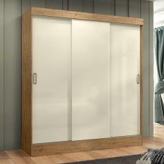 Imagem de Guarda-Roupa Solteiro San Marino 3 Portas 2 Gavetas Flex Ipê/Off White - Maxel