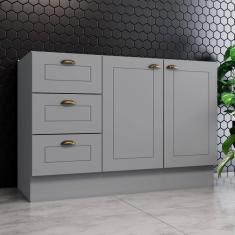 Imagem de Balcão De Cozinha 120 Cm 2 Portas 3 Gavetas Amy Casa 812 Cinza