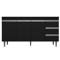 Imagem de Balcão De Pia 3 Portas Andréia 150 Cm Preto 1824 Ajl Móveis