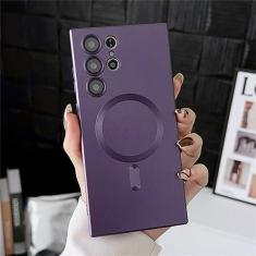 Imagem de Capa magnética de silicone para celular, para samsung s20 s21 fe s22 s23 ultra note 20 10 plus, à prova de choque, proteção para câmera, roxo, para note 20