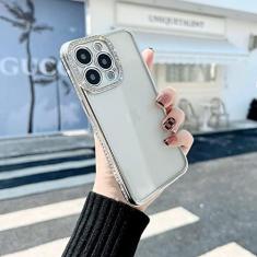 Imagem de Capa Diamond para iPhone 13 Pro Max 12 11 Pro Xs Max Xr 7 8 14 Plus Electroplate Silicone Transparente Soft Back Cover, Silver, Para iPhone SE 2020
