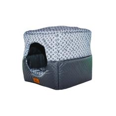 Imagem de Cama Para Cachorro Toca Quadrada Em Corino + Poliéster Azul Lv Média (m) 40 X 40 X 40 Cm