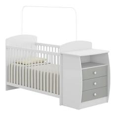 Imagem de Berço Cômoda com Colchão Incluso Colinho de Mãe Multimóveis Fg2951 Branco/cinza