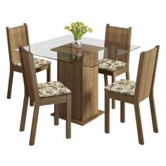 Imagem de Sala De Jantar Magda Mesa Tampo De Vidro 4 Cadeiras Madesa