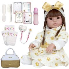 Imagem de Boneca Bebe Reborn Recem Nascida 52cm Linda Com Vários Itens