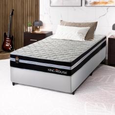 Imagem de Conjunto Cama Box c/ Molas Ensacadas Durham Preto Solteiro 96x203x60