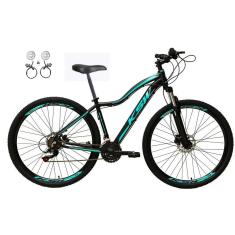Imagem de Bicicleta Feminina Aro 29 Ksw Mwza 24v Freios Hidráulicos Garfo Suspensão Mtb - Preto/Azul