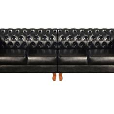 Imagem de Sofá Dom Pedro Chesterfield Modulado 4 Lugares Decoração Sara Recepção Preto