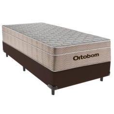 Imagem de Cama Box material sintético Solteiro Marrom e Colchão Airtech Spring P