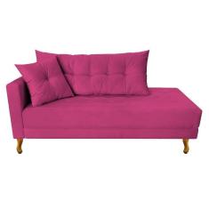 Imagem de Recamier Azura 140cm Com Almofada Lado Direito Suede Cor Pink