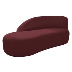 Imagem de Divã Recamier Curvo Luna 185cm Lado Esquerdo Suede - Adj Decor Cor Bordô