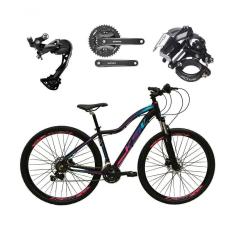 Imagem de Bicicleta Aro 29 Ksw Mwza Feminina Câmbio Shimano Alívio E Altus 27v F/hidráulico Garfo Trava - Preto/pink/azul Tam.15