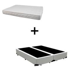 Imagem de Cama Box King 193 Tecido Sintético Branco Com Colchão Roma 100% Espuma