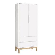 Imagem de Guarda-Roupa Retrô 2 Portas Classic New Branco Fosco com Natural - Mov