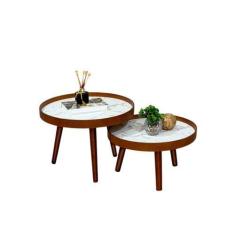 Imagem de Mesa Centro Madeira Pé Palito Sala Estar Redonda Escritório Mesinha De